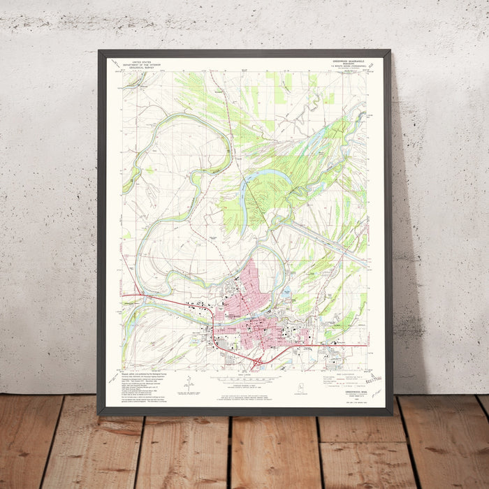 Map of Greenwood, Mississippi by USGS, 1982 – Yazoo River & Mississippi Delta