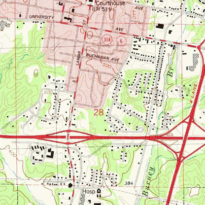Map of Oxford, Mississippi by USGS, 1980 – Taylor, Water Valley & Sardis Lake