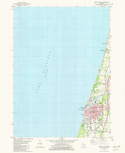 Map of South Haven, Michigan by USGS, 1981 – Lake Michigan, South Haven Harbor & Van Buren State Park