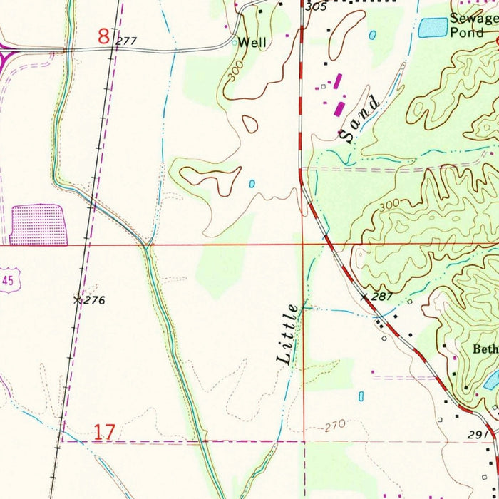 Map of Tupelo, Mississippi by USGS, 1992 – Natchez Trace Parkway & US Route 45