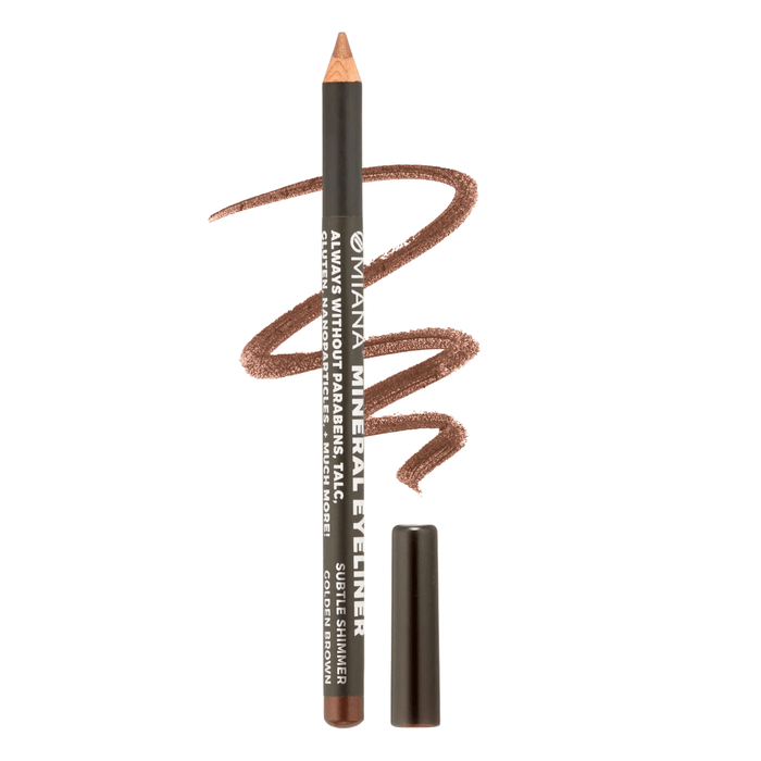 Omiana Natural Cosmetics Eyeliner Subtle Shimmer Golden Brown Mineral Pencil Eyeliners - No Titanium Dioxide; Mica-Free Options!
