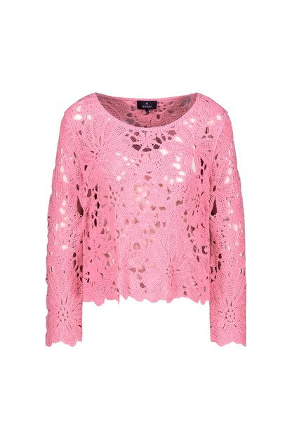 Shop the Monari 410237 Cornelly Crochet Jumper Spring Flower by Monari, available now at Dotique in pink crochet design.