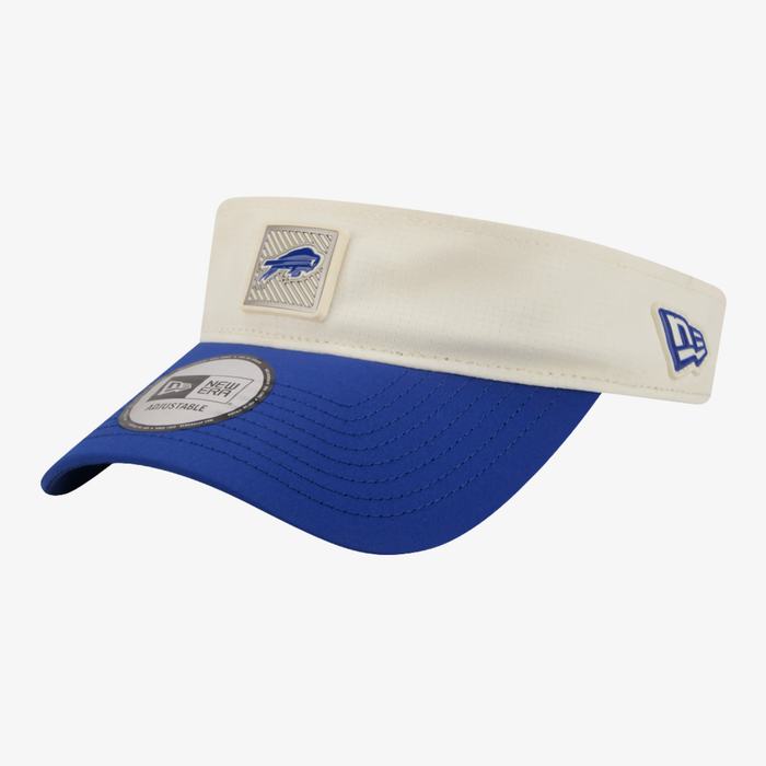 New Era Bills 2026 Training Camp White with Blue Brim Sun Visor