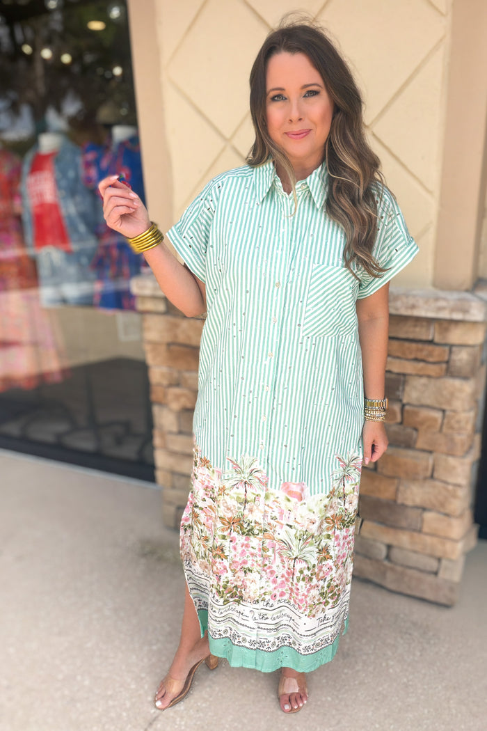 Off To Italy Midi Dress - Sage