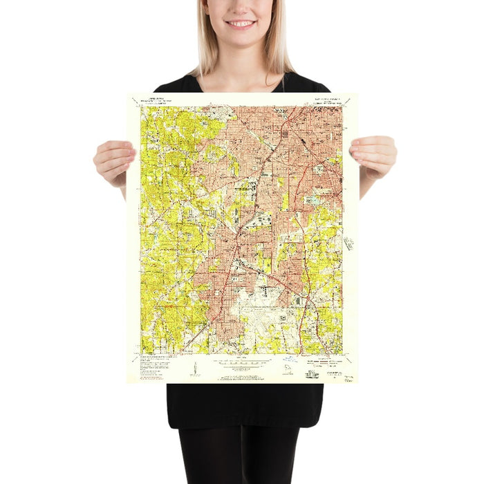 Old Map of Atlanta, Georgia by USGS, 1954 – East Point, Hapeville & College Park