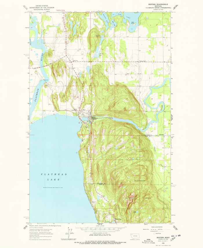 Old Map of Bigfork, Montana by USGS, 1962 – Flathead Lake, Swan River & Mission Mountains