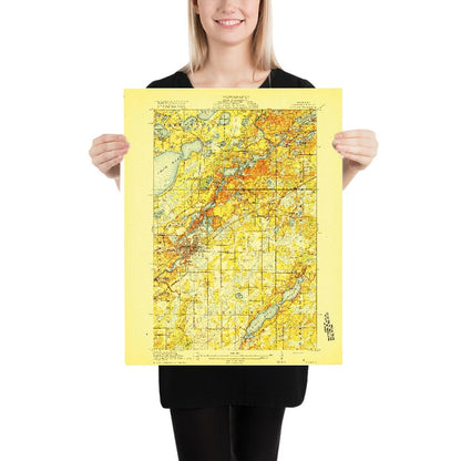 Old Map of Brainerd, Minnesota by USGS, 1918 – Crow Wing County, Mississippi River & Long Lake