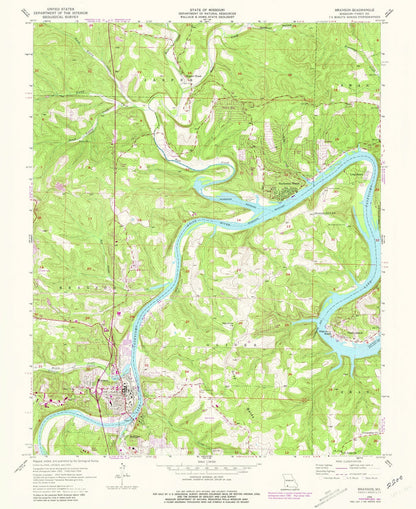 Old Map of Branson, Missouri by USGS, 1956 – Table Rock Lake & Lake Taneycomo
