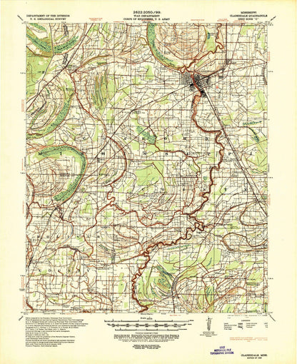 Old Map of Clarksdale, Mississippi by USGS, 1939 – Mississippi Delta & Sunflower River