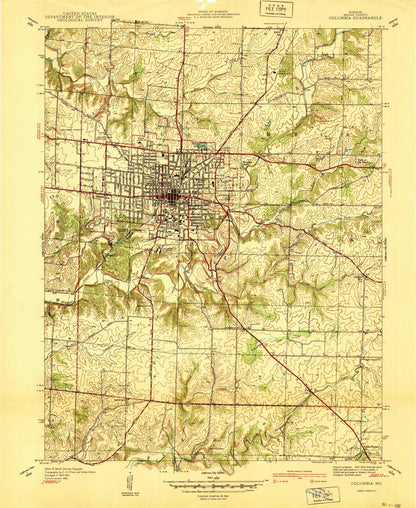 Old Map of Columbia, Missouri by USGS, 1940 – University of Missouri & Rock Bridge Memorial State Park