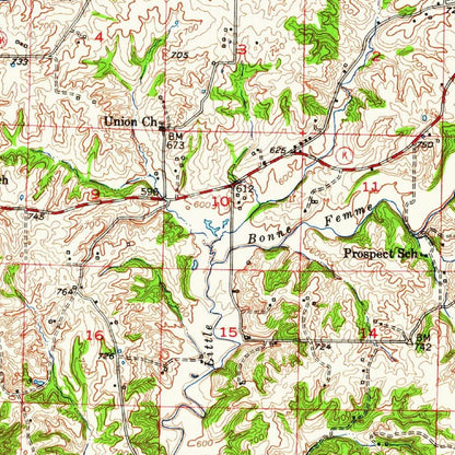 Old Map of Columbia, Missouri by USGS, 1948 – Missouri River, Rock Bridge & Perche Creek