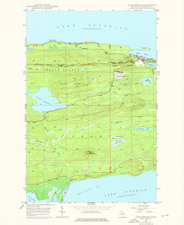 Old Map of Copper Harbor, Michigan by USGS, 1948 – Lake Medora & Lake Superior