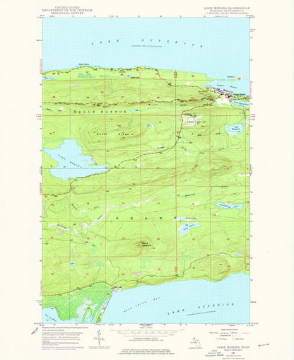 Old Map of Copper Harbor, Michigan by USGS, 1948 – Lake Medora & Lake Superior