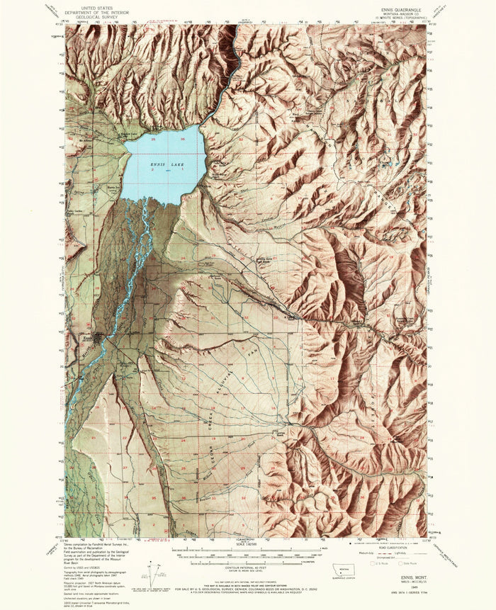 Old Map of Ennis, Montana by USGS, 1949 – Madison River, Ennis Lake & Beaverhead-Deerlodge NF