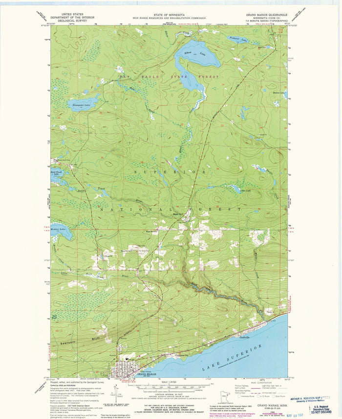 Old Map of Grand Marais, Minnesota by USGS, 1960 – Lake Superior & Boundary Waters Canoe Area
