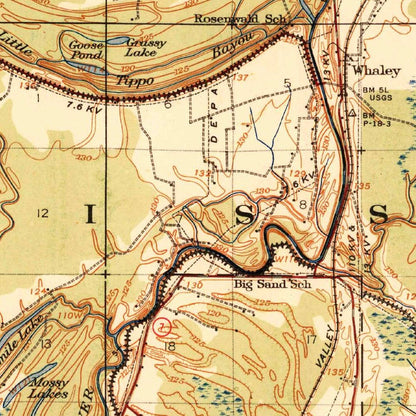 Old Map of Greenwood, Mississippi by USGS, 1940 – Yazoo & Tallahatchie Rivers, Mississippi Delta