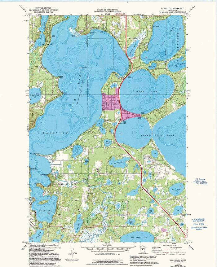 Old Map of Gull Lake, Minnesota by USGS, 1973 – Nisswa, North Long Lake & Round Lake