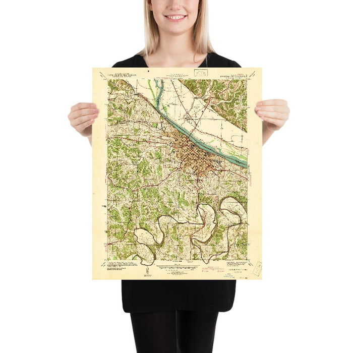 Old Map of Jefferson City, Missouri by USGS, 1939 – Missouri River, Cedar City & State Capitol