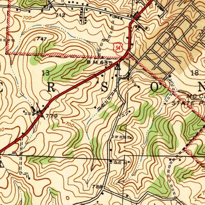 Old Map of Jefferson City, Missouri by USGS, 1939 – Missouri River, Cedar City & State Capitol