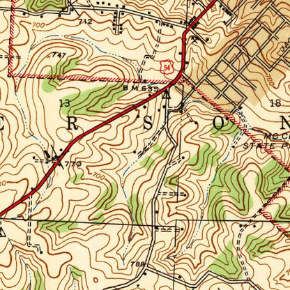 Old Map of Jefferson City, Missouri by USGS, 1939 – Missouri River, Cedar City & State Capitol