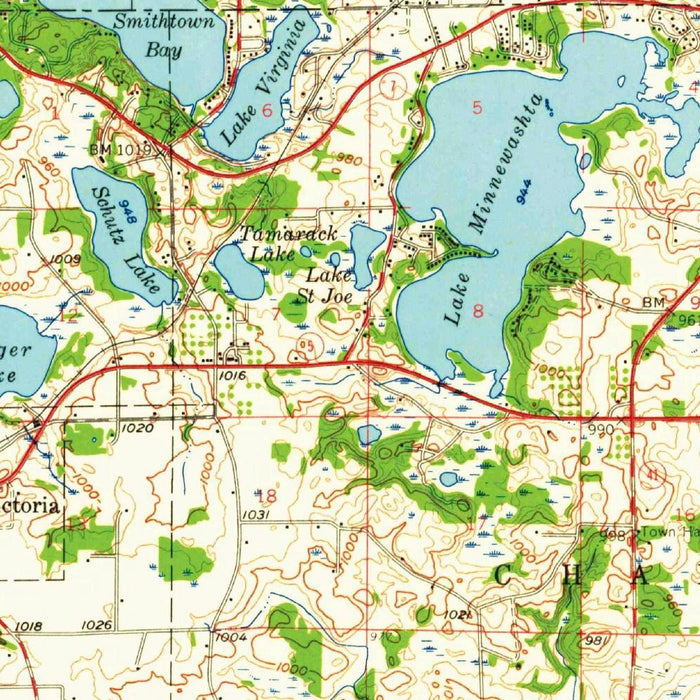 Old Map of Lake Minnetonka, Minnesota by USGS, 1958 – Excelsior, Wayzata & Crystal Bay