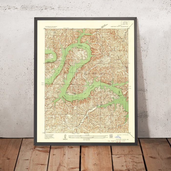 Old Map of Lake of the Ozarks, Missouri by USGS, 1934 – Bagnell Dam & Osage Beach