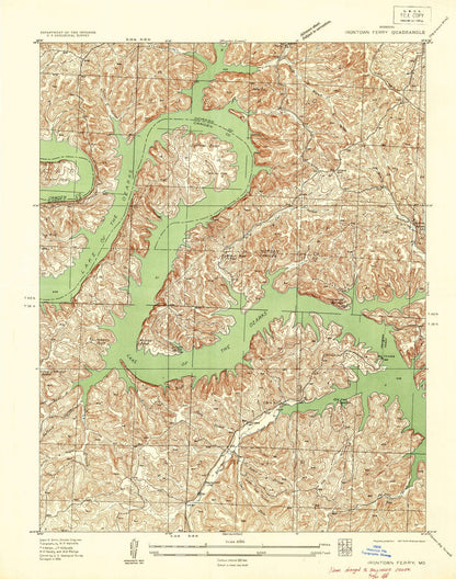 Old Map of Lake of the Ozarks, Missouri by USGS, 1934 – Bagnell Dam & Osage Beach