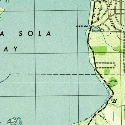 Old Map of Longboat Key, Florida by USGS, 1944 – Bradenton Beach, Sarasota Bay & Palma Sola Bay