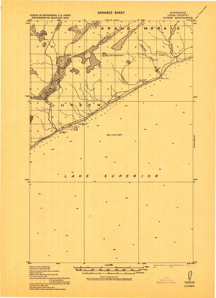 Old Map of Lutsen, Minnesota by USGS, 1919 – Grand Marais & Lake Superior