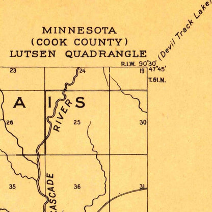 Old Map of Lutsen, Minnesota by USGS, 1919 – Grand Marais & Lake Superior
