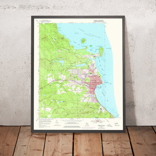 Old Map of Marquette, Michigan by USGS, 1954 – Lake Superior, Presque Isle Park & Negaunee
