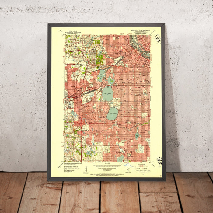 Old Map of Minneapolis, Minnesota by USGS, 1952 – Edina, Lake Calhoun & Lake Harriet