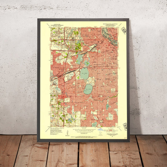 Old Map of Minneapolis, Minnesota by USGS, 1952 – Edina, Lake Calhoun & Lake Harriet