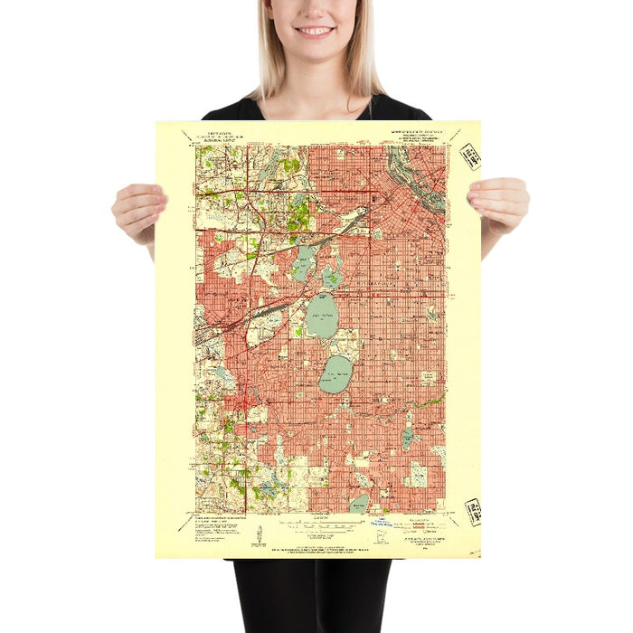 Old Map of Minneapolis, Minnesota by USGS, 1952 – Edina, Lake Calhoun & Lake Harriet