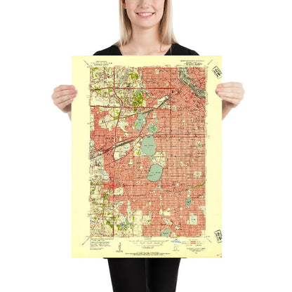 Old Map of Minneapolis, Minnesota by USGS, 1952 – Edina, Lake Calhoun & Lake Harriet
