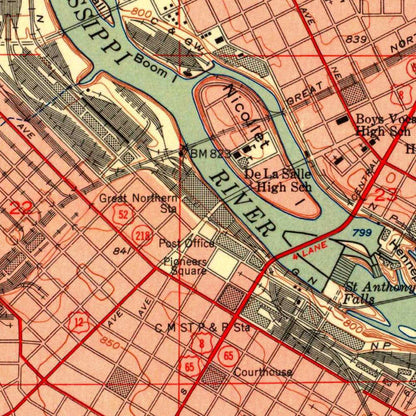 Old Map of Minneapolis, Minnesota by USGS, 1952 – Edina, Lake Calhoun & Lake Harriet