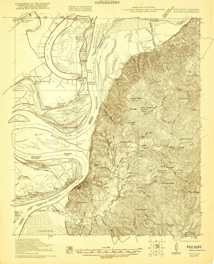 Old Map of Natchez, Mississippi by USGS, 1921 – Mississippi River & Aiken Island