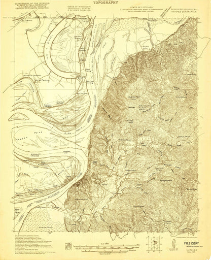 Old Map of Natchez, Mississippi by USGS, 1921 – Mississippi River & Aiken Island