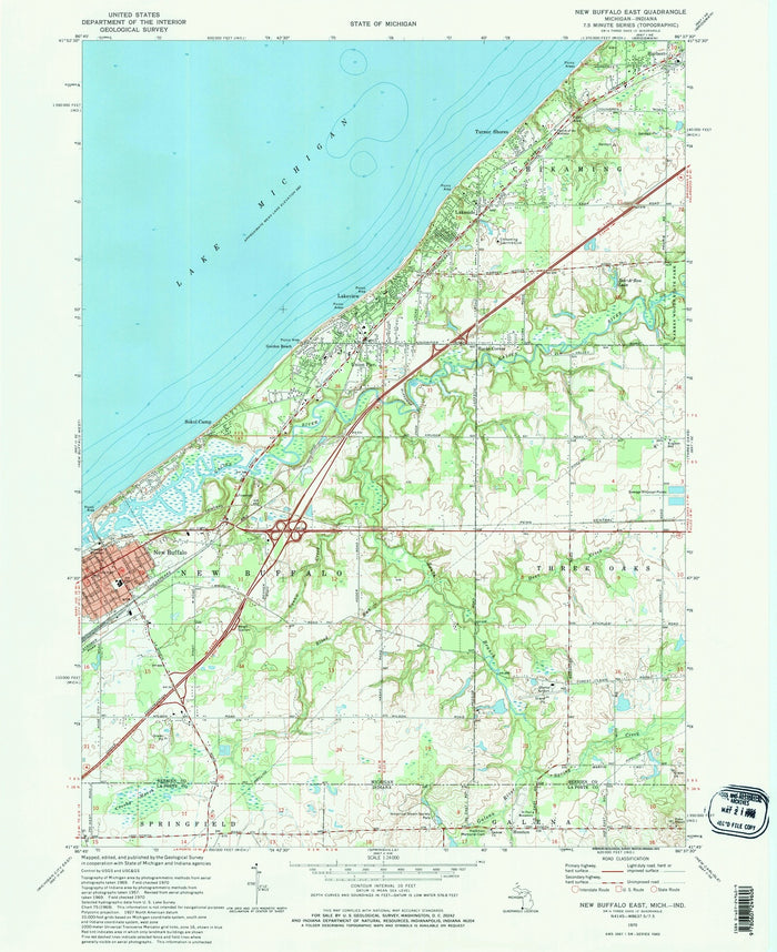 Old Map of New Buffalo, Michigan by USGS, 1970 – Lake Michigan & Springfield