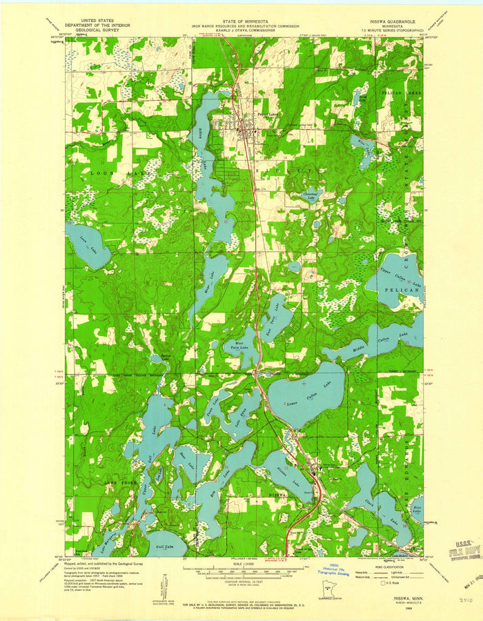 Old Map of Nisswa, Minnesota by USGS, 1959 – Gull Lake, Pelican Lake & Whitefish Lakes