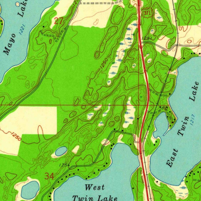 Old Map of Nisswa, Minnesota by USGS, 1959 – Gull Lake, Pelican Lake & Whitefish Lakes