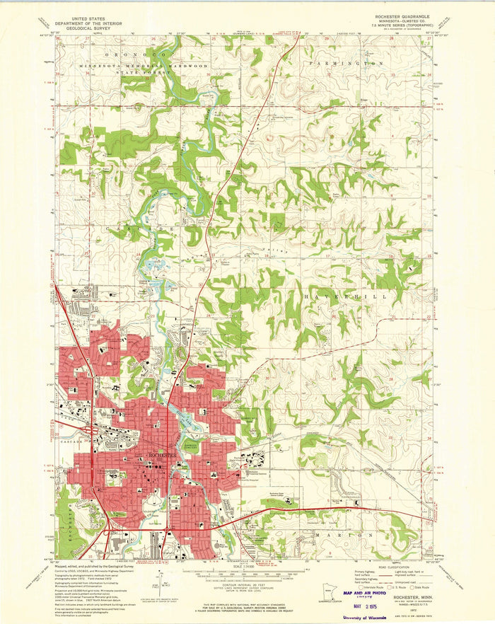 Old Map of Rochester, Minnesota by USGS, 1972 – Mayo Clinic, Silver Lake & Cascade Creek