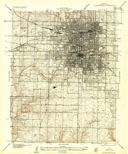 Old Map of Springfield, Missouri by USGS, 1935 – Ozarks, Jordan Creek & Wilson’s Creek