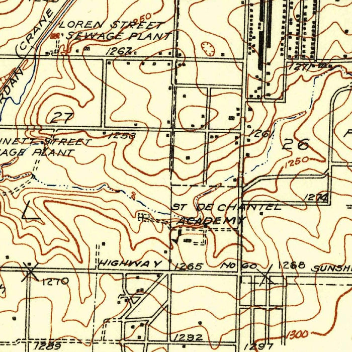 Old Map of Springfield, Missouri by USGS, 1935 – Ozarks, Jordan Creek & Wilson’s Creek