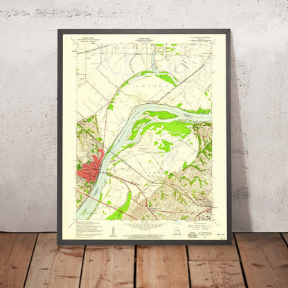 Old Map of St. Charles, Missouri by USGS, 1954 – Missouri River & Historic Downtown