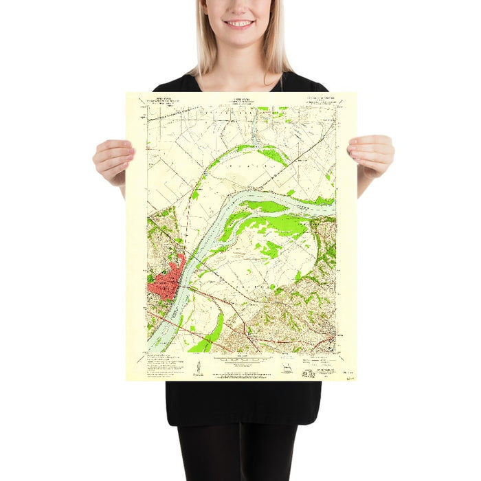 Old Map of St. Charles, Missouri by USGS, 1954 – Missouri River & Historic Downtown