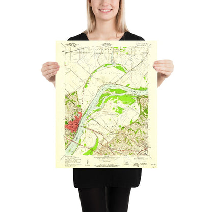 Old Map of St. Charles, Missouri by USGS, 1954 – Missouri River & Historic Downtown