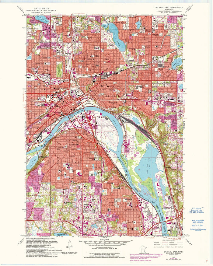 Old Map of St. Paul, Minnesota by USGS, 1967 – South St. Paul & Mississippi River