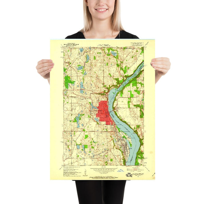 Old Map of Stillwater, Minnesota by USGS, 1951 – St. Croix River & Lake St. Croix