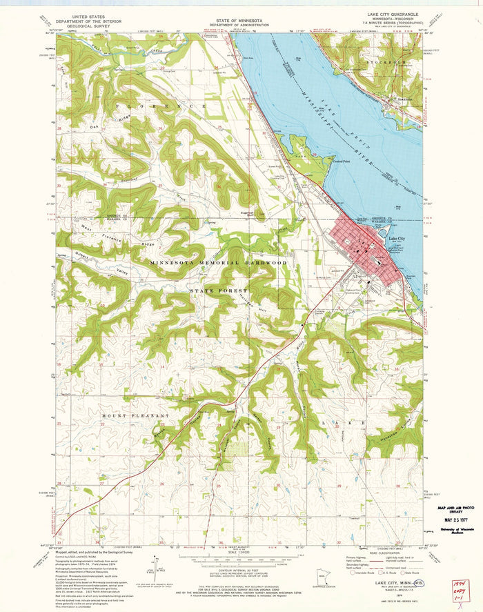 Old Map of Stockholm, Wisconsin by USGS, 1974 – Lake City & Mississippi River